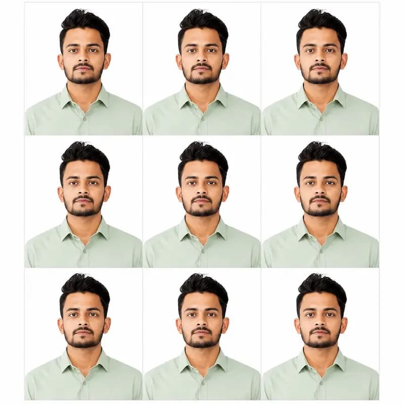 Passport size photo grid