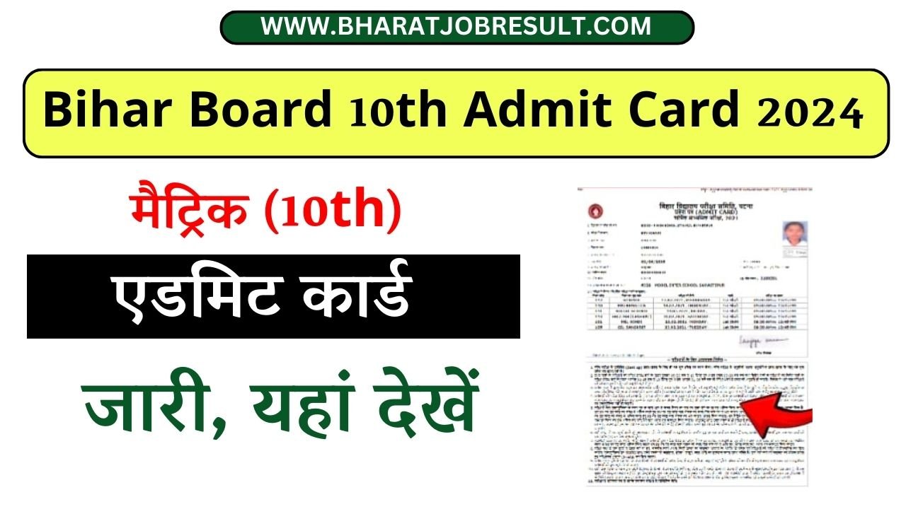 Bihar Board 10th Admit Card 2024 Download Link