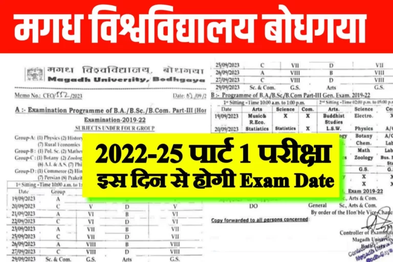Magadh University Exam Form Part 1 Exam Date 2022-25
