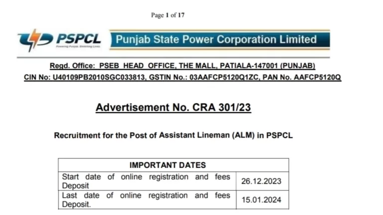 PSPCL ALM Recruitment 2024: Apply for 2500 Post