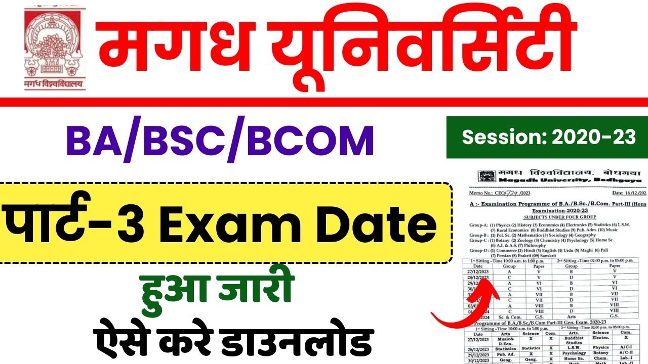 Magadh University Part 3 Exam Date 2020-23 Download Link Out