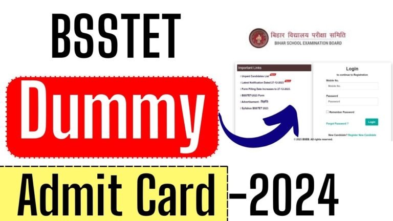 BSSTET Dummy Admit Card 2024 Download Link