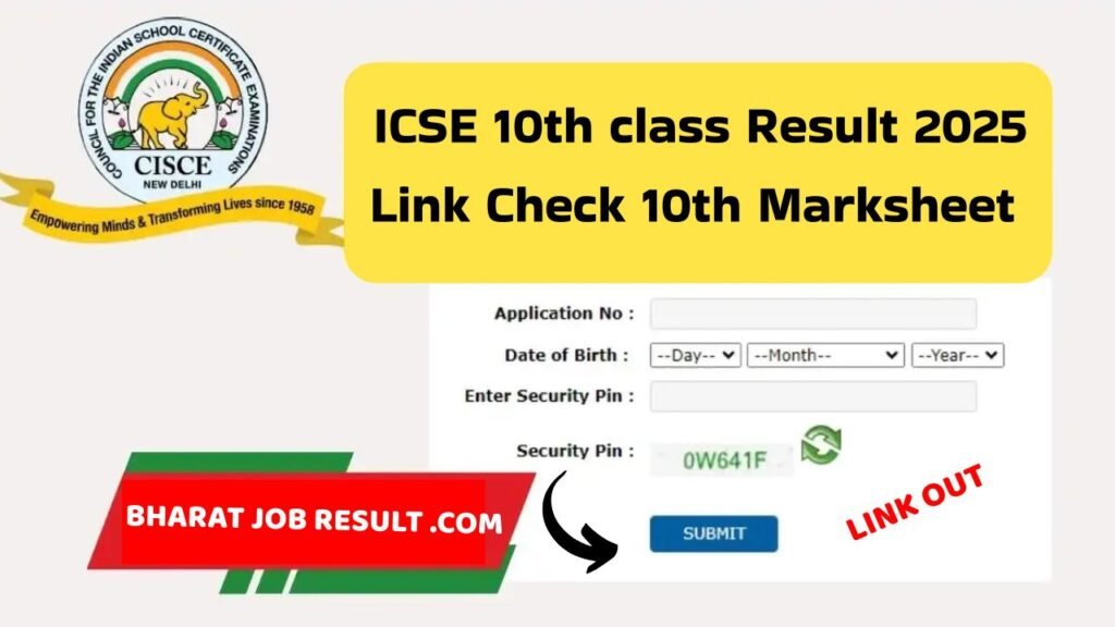 ICSE 10th class result 2025 link check 10th marksheet @ results.cisce.org