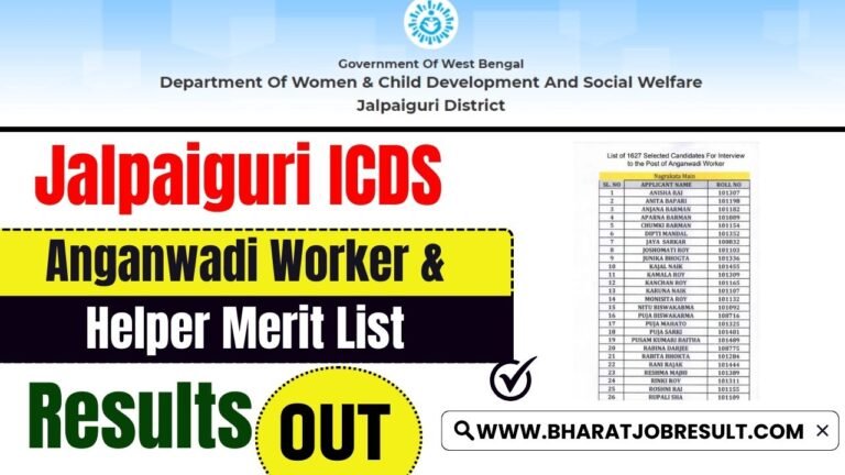 Jalpaiguri ICDS Result 2024 (Link OUT), Anganwadi Worker & Helper Merit List