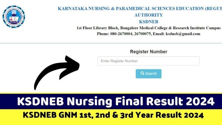 KSDNEB Nursing Final Result 2024 [ Link OUT ], Karnataka GNM Admission