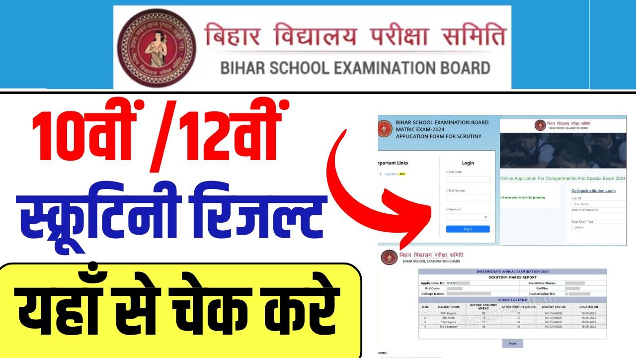 BSEB Scrutiny Result 2024 Bihar Board Class 10th, 12th