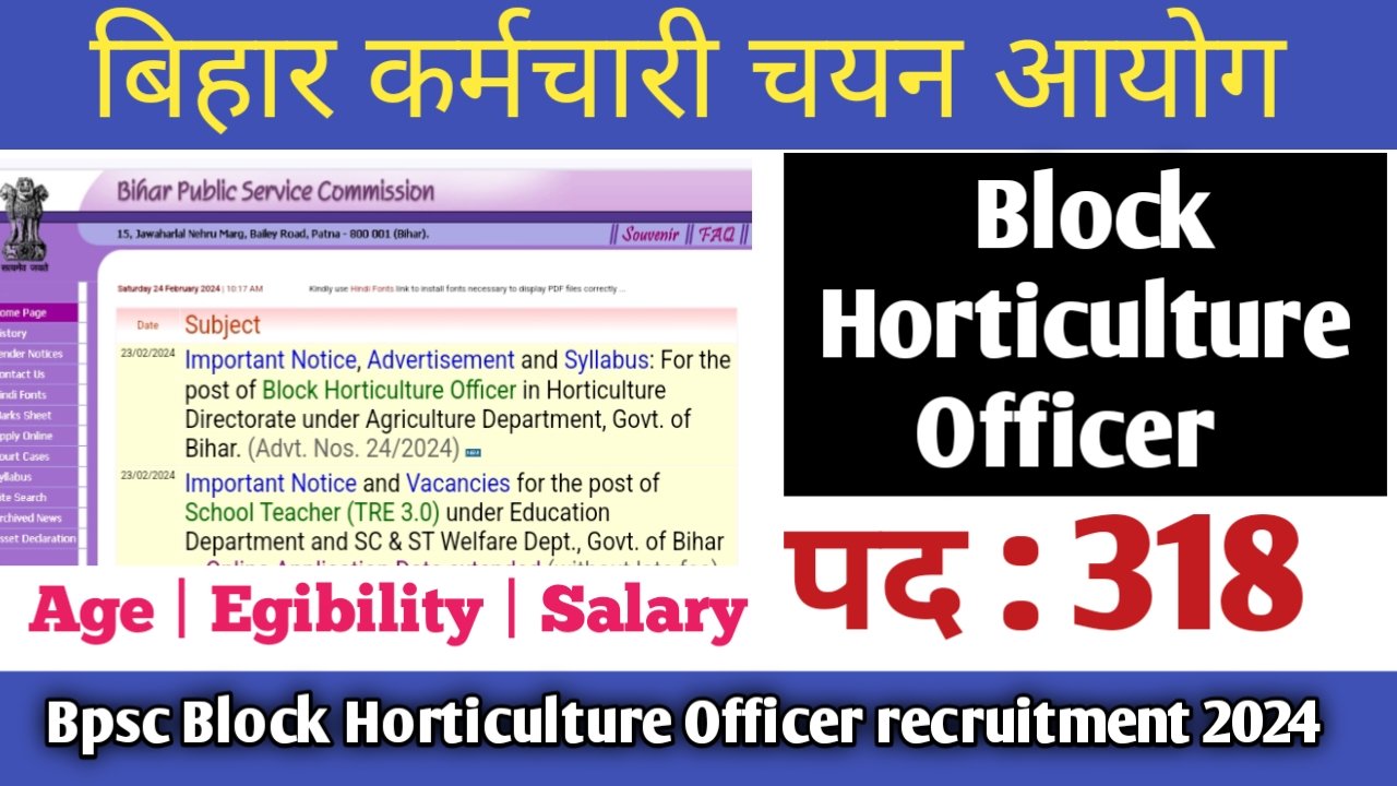 BPSC Block Horticulture Officer Vacancy 2024 Online Form