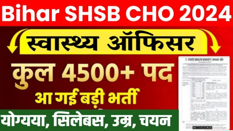 SHS Bihar CHO Recruitment 2024 Apply Online, Notification