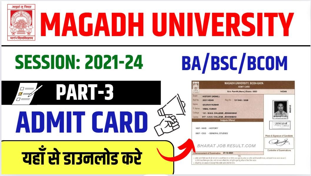 Magadh University Part 3 Admit Card 2021-24 Download Link