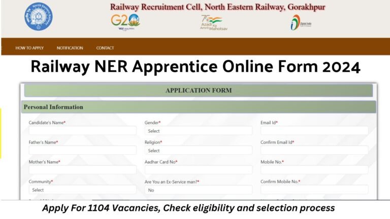 Railway NER Apprentice Online Form 2024: Apply For 1104 Vacancies, Check eligibility and selection process