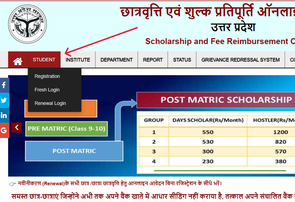 UP Scholarship Online Form 2024 Apply Online @scholarship.up.gov.in