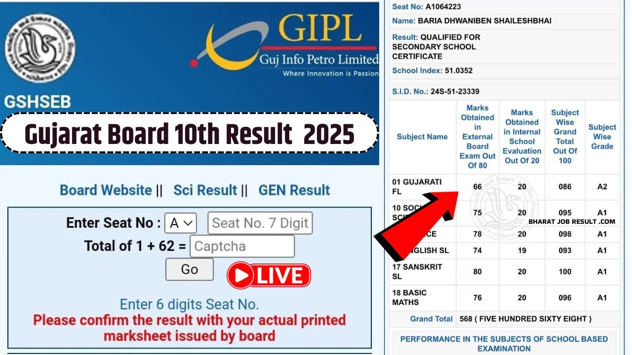 📢 Gujarat Board 10th Result 2025 Link Out