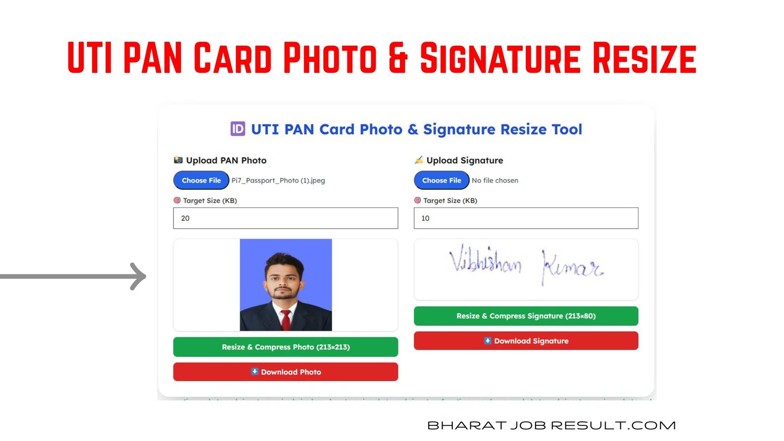 🆔 UTI PAN Card Photo & Signature Resize Tool
