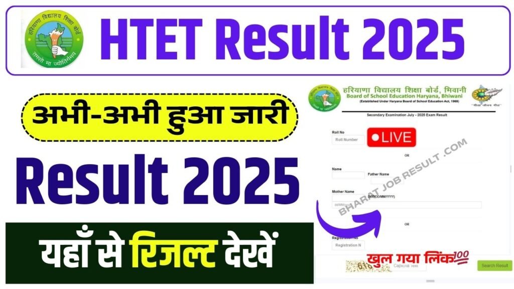 HTET Result 2025 Live Check Result