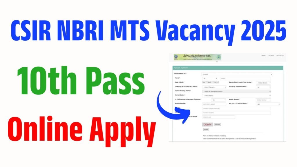 CSIR NBRI MTS Vacancy 2025 Online Apply for 17 Posts, Qualification, Age,Fee & Selection Process?