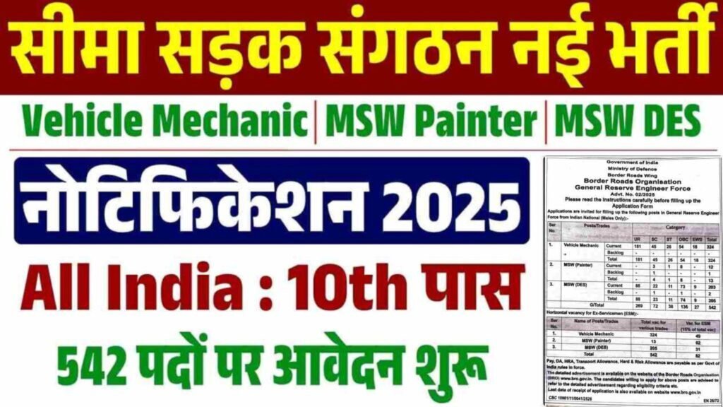 BRO Various Post Recruitment 2025