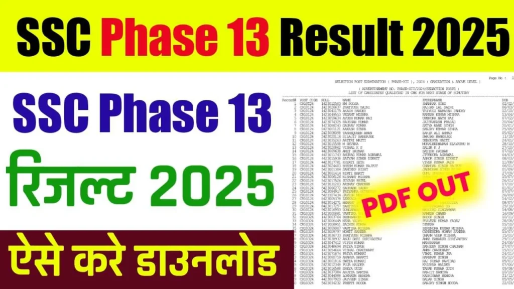 SSC Selection Post Phase 13 Result 2025, Merit List PDF @ssc.gov.in