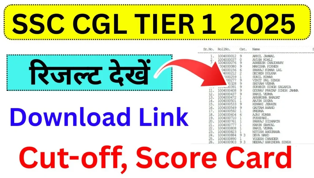 SSC CGL Tier-1 Result 2025 (Out) Marks, Scorecard Download