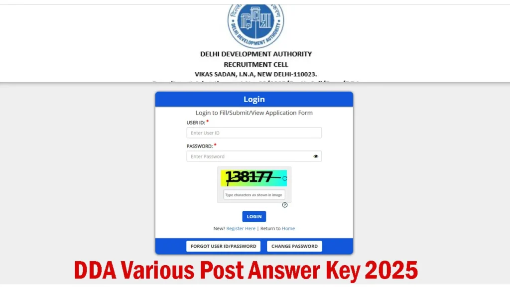 Delhi DDA Answer Key 2025 [Out] Download Link