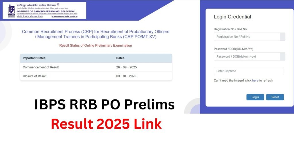 IBPS RRB PO Prelims Result 2025 Link