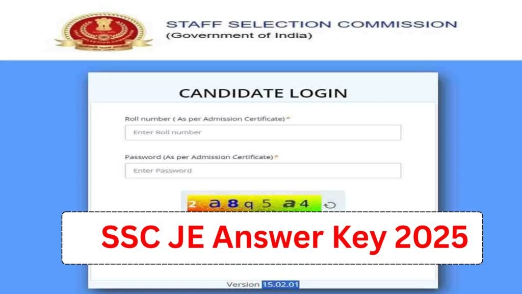 SSC JE Answer Key 2025 at ssc.gov.in, Download Tier 1 Answer Key and Response Sheet PDF