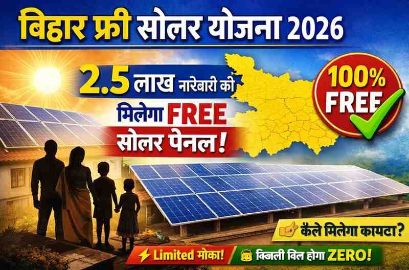 Bihar Free Solar Yojana 2026: 2.5 लाख गरीब परिवारों को मिलेगा मुफ्त सोलर पैनल, जानें कैसे मिलेगा फायदा
