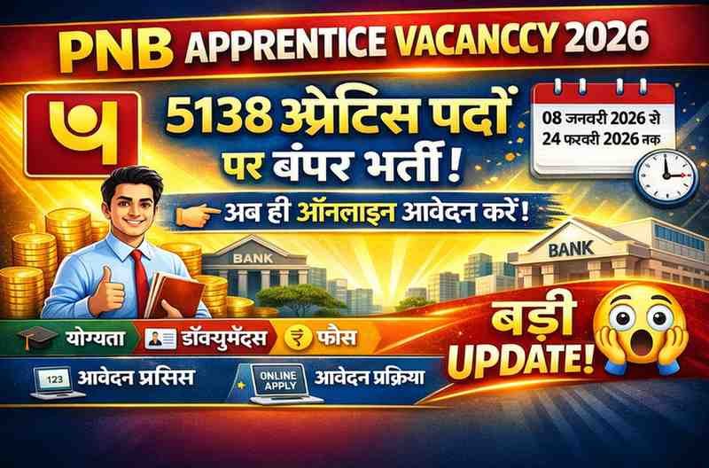 PNB Apprentice Vacancy 2026 Online Apply For 5138 Posts, Apply Date, Eligibility, Fee & Selection Process?