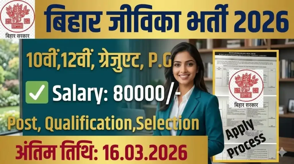 Bihar Jeevika Recruitment 2026 : बिहार जीविका में 132 पदों पर नई भर्ती, 10वीं/12वीं पास के लिए ऑनलाइन शुरू