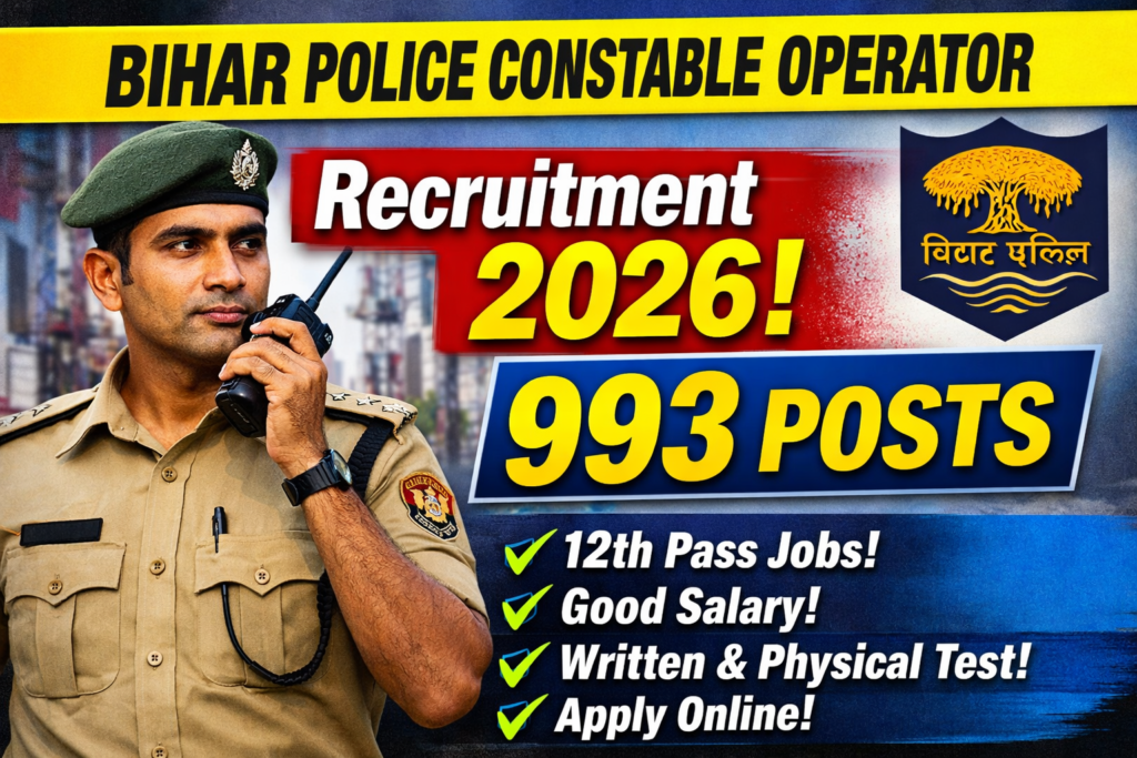 Bihar Police Constable Operator Recruitment Online Form 2026 for 993 Post