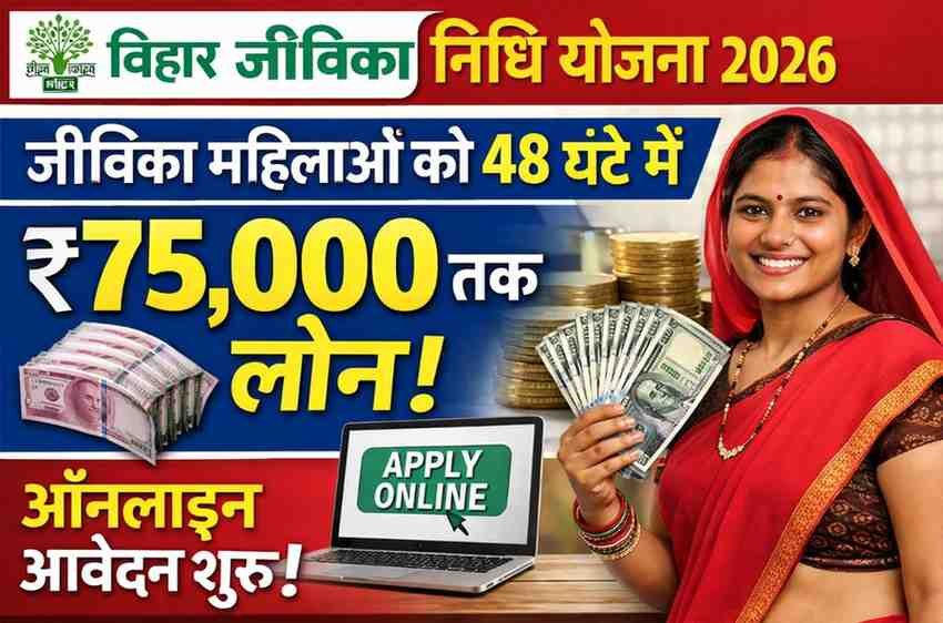Bihar Jeevika Nidhi Yojana 2026: जीविका महिलाओं को 48 घंटे में ₹75,000 तक लोन, ऑनलाइन आवेदन शुरू