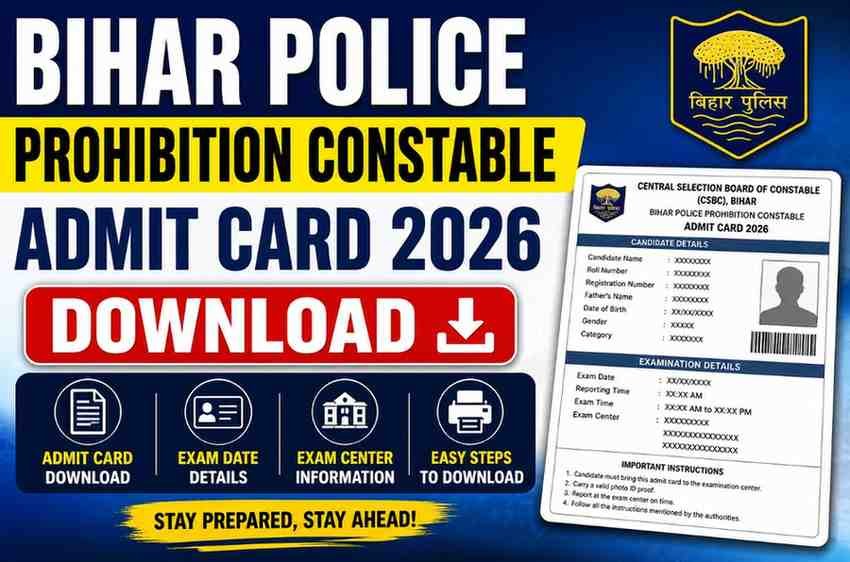 Bihar Police Prohibition Constable Admit Card 2026 Download