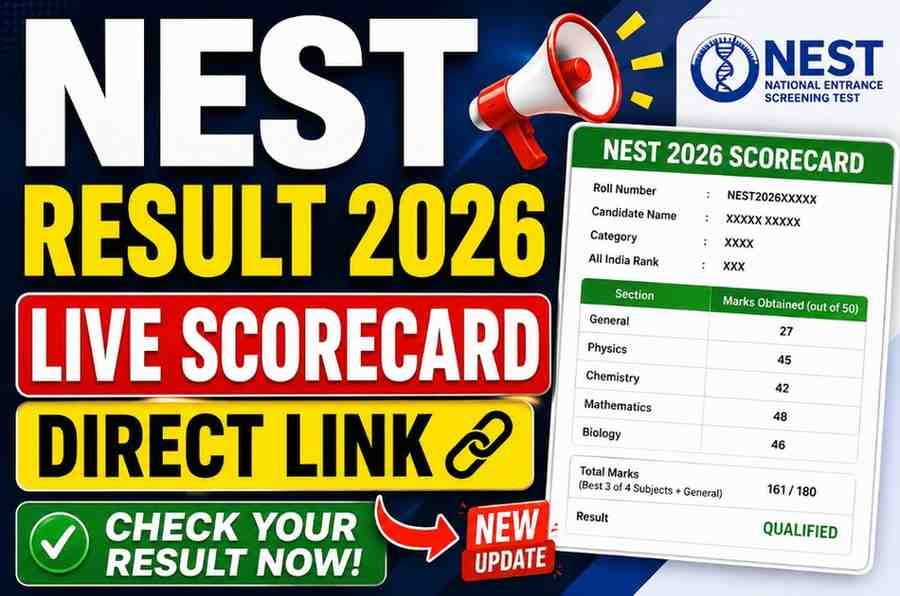 NEST Result 2026 Live Scorecard Direct Link