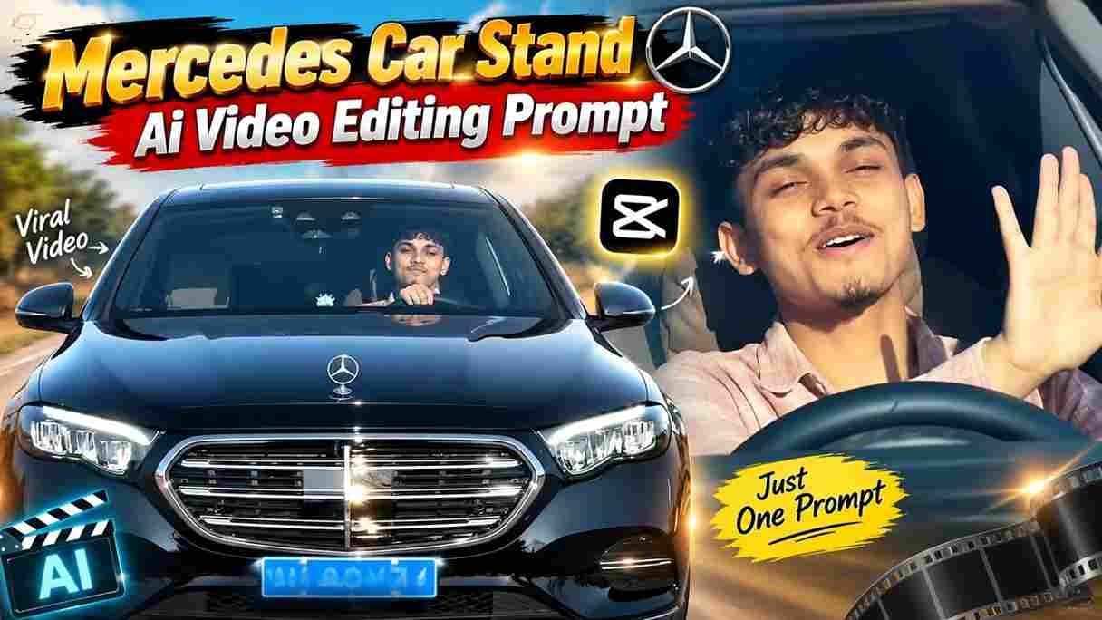 Mercedes Car Stand AI Video Editing Prompt