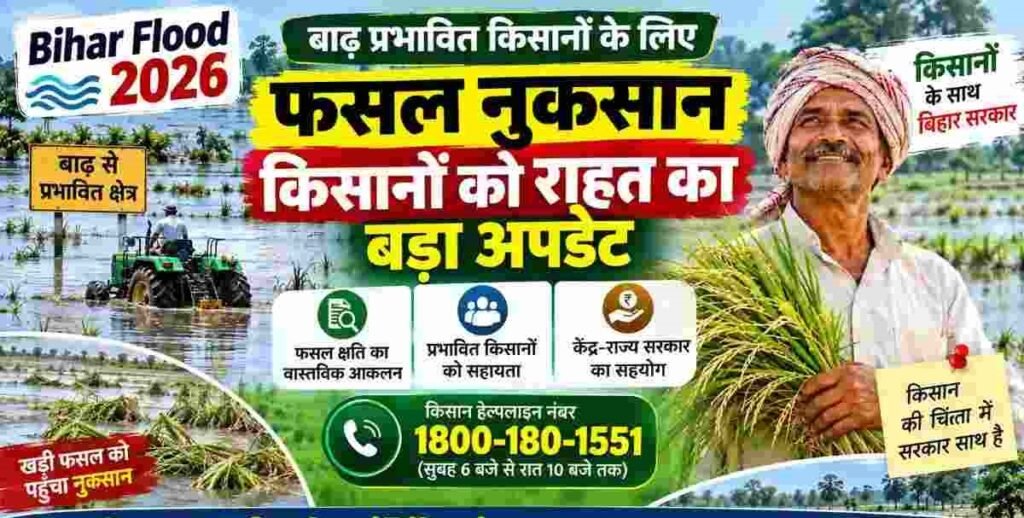 Bihar Krishi Input Anudan 2026: बाढ़ प्रभावित किसानों को मिलेगा ₹8500 से ₹22500 तक फसल क्षति अनुदान
